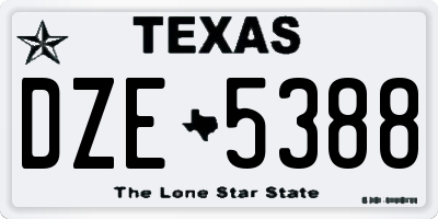 TX license plate DZE5388