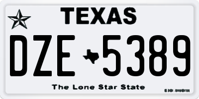 TX license plate DZE5389
