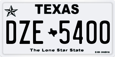 TX license plate DZE5400
