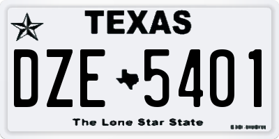 TX license plate DZE5401
