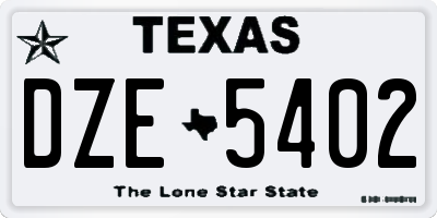 TX license plate DZE5402