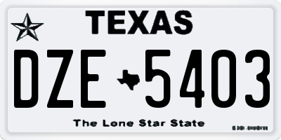 TX license plate DZE5403