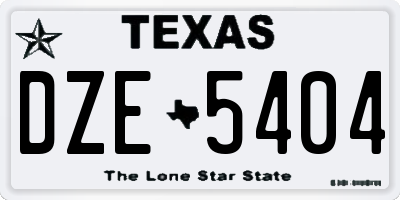 TX license plate DZE5404