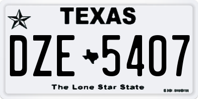 TX license plate DZE5407