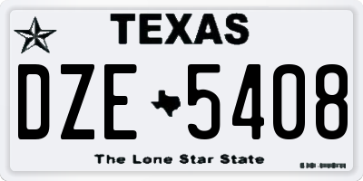 TX license plate DZE5408