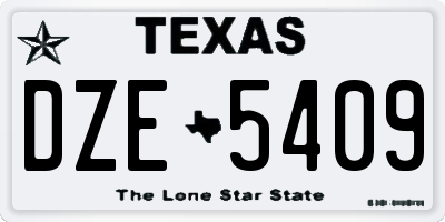 TX license plate DZE5409