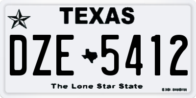 TX license plate DZE5412