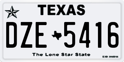 TX license plate DZE5416