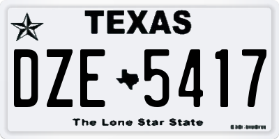 TX license plate DZE5417