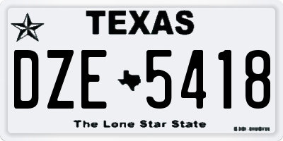TX license plate DZE5418