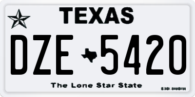 TX license plate DZE5420