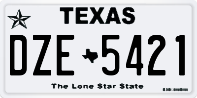 TX license plate DZE5421
