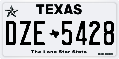 TX license plate DZE5428