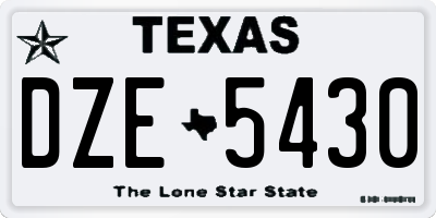 TX license plate DZE5430