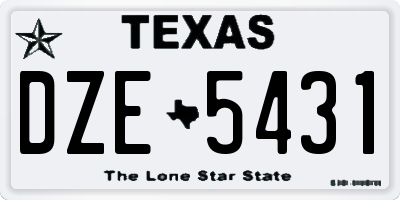 TX license plate DZE5431