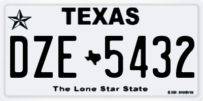 TX license plate DZE5432