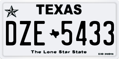TX license plate DZE5433