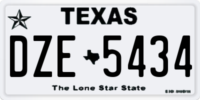 TX license plate DZE5434