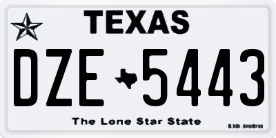 TX license plate DZE5443