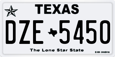 TX license plate DZE5450