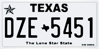 TX license plate DZE5451