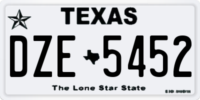 TX license plate DZE5452