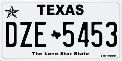 TX license plate DZE5453