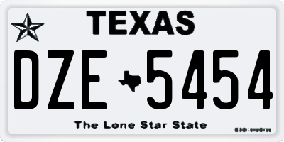 TX license plate DZE5454