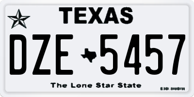 TX license plate DZE5457