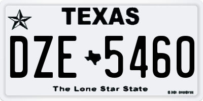TX license plate DZE5460