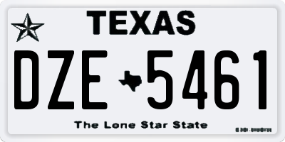 TX license plate DZE5461