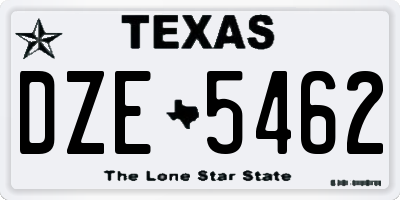 TX license plate DZE5462