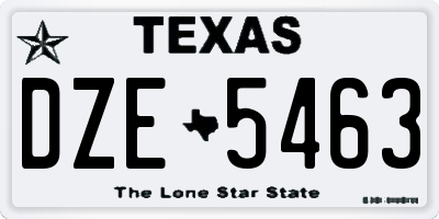TX license plate DZE5463