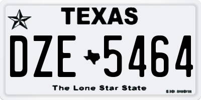 TX license plate DZE5464