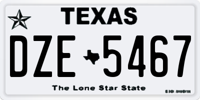 TX license plate DZE5467