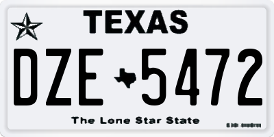 TX license plate DZE5472