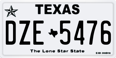 TX license plate DZE5476