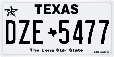TX license plate DZE5477