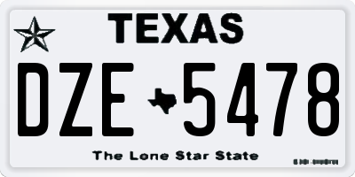 TX license plate DZE5478