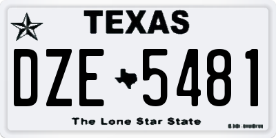 TX license plate DZE5481