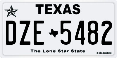 TX license plate DZE5482