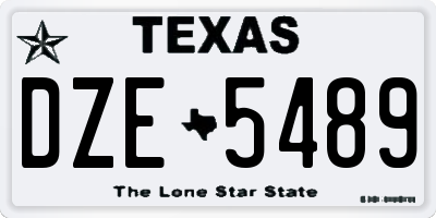 TX license plate DZE5489