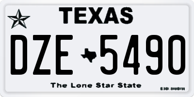 TX license plate DZE5490