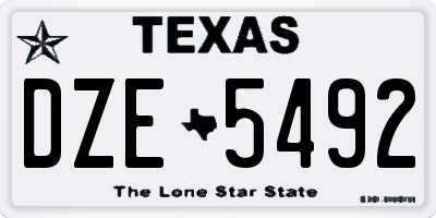 TX license plate DZE5492