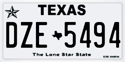 TX license plate DZE5494