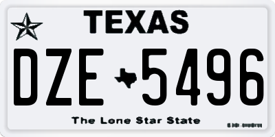 TX license plate DZE5496