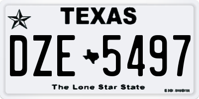 TX license plate DZE5497