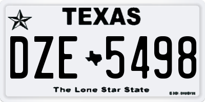 TX license plate DZE5498