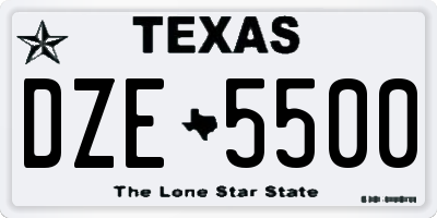 TX license plate DZE5500
