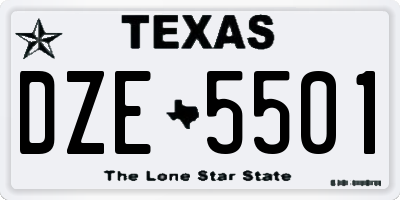 TX license plate DZE5501